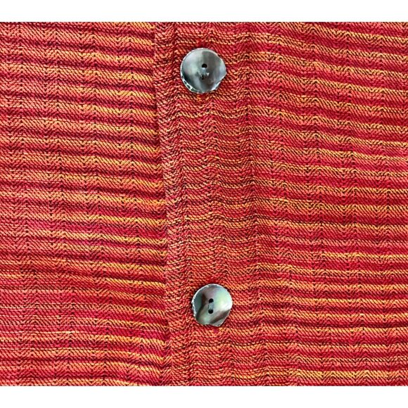 Chico's Design Women's Woven Linen Burnt Orange Button-up Shirt Size L Lagenlook - Picture 6 of 11